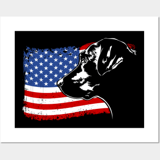 Proud Labrador Lab American Flag patriotic dog Posters and Art